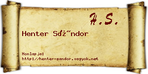 Henter Sándor névjegykártya